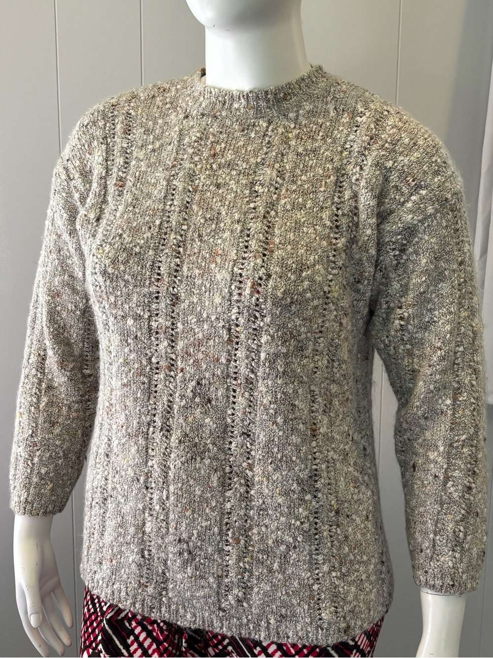 Forenza Heathered Speckled Crewneck Sweater in Cream with Flecks
